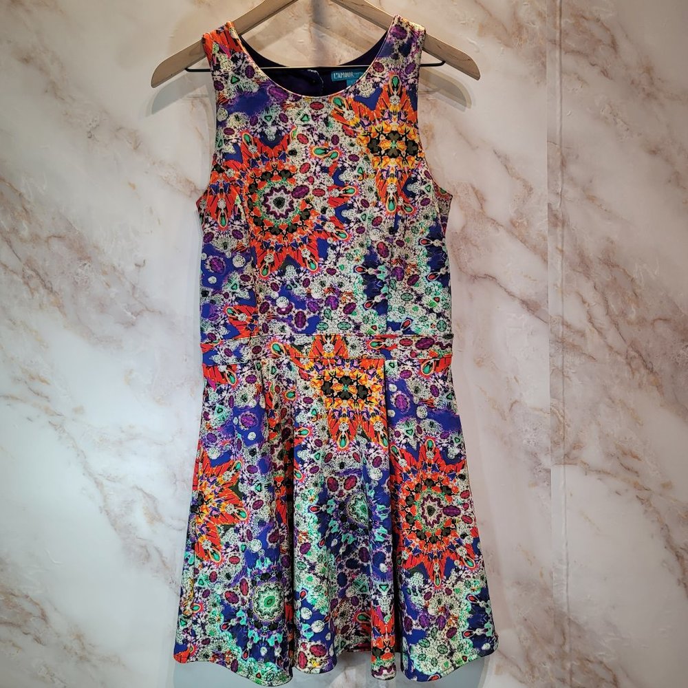 Nanette Lepore L'Amour Spring Kaleidescope Colorful Fit & Flair Dress